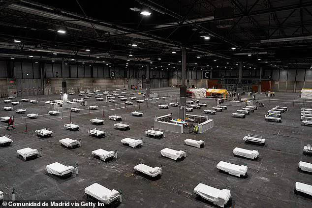 В испанских клиниках не хватает мест – в выставочном зале развернут полевой госпиталь (фото)