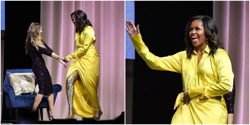 Мишель Обама появилась на публике в платье и сапогах от Демны Гвасалия