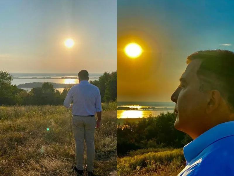 «Восход на Днепре» - романтическая фотосессия Михаила Саакашвили на берегу Днепра