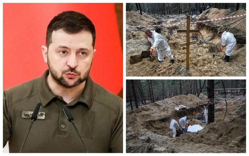 «Убийцы. Палачи… Это должен видеть весь мир» - Зеленский опубликовал в Telegram фотографии массового захоронения, обнаруженного в Изюме