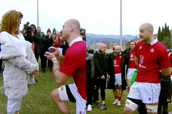 Грузинский регбист попросил руки невесты прямо на стадионе (видео)