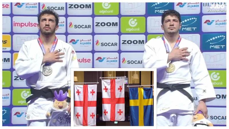 Два грузина на пьедестале, два флага Грузии и эмоциональные кадры из Дохи — главный момент исторического финала (видео)