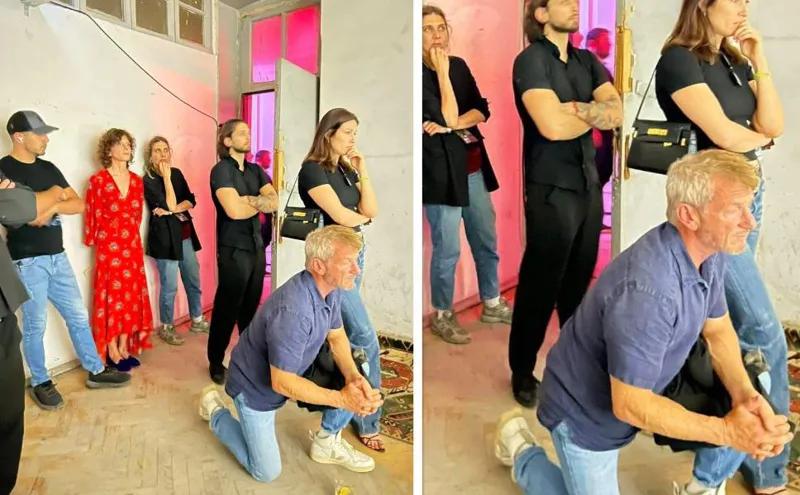 Кого слушал, стоя на коленях, находящийся в Грузии Шон Пенн - история фото, распространившегося в соцсети