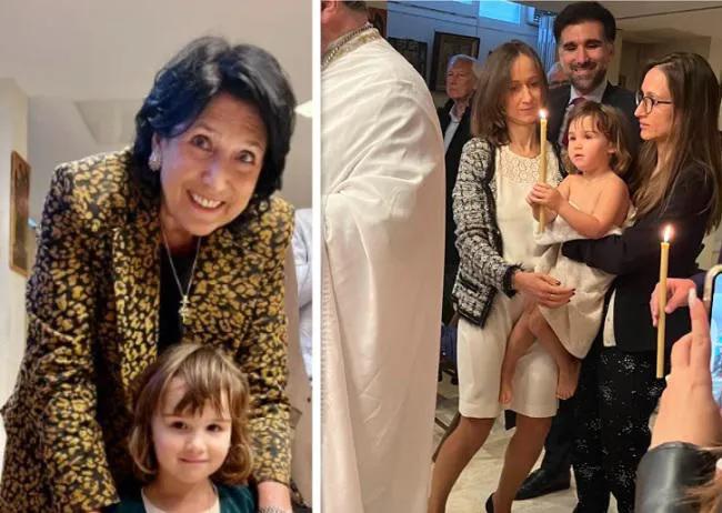 «А это первое фото со ставшей христианкой Мариам» — внучку президента крестили: какие фото публикует Саломе Зурабишвили?