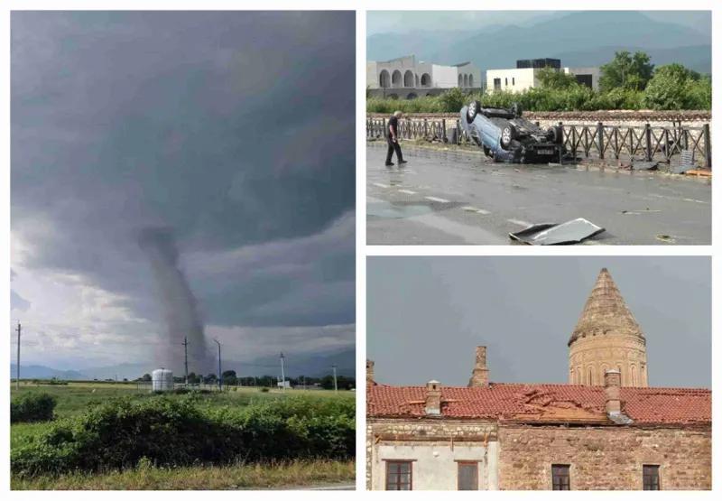 Смерч в Кахети: разрушена инфраструктура, поврежден купол монастыря Алаверди - фото с места стихии