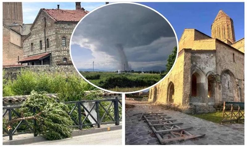 «Ситуация чрезвычайная… Был очень сильный удар смерча по куполу» - Фото из Кахети после вчерашней стихии