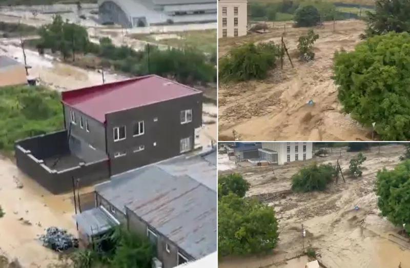 Стихия в Телави - Из-за обильных осадков русло размыто, и вода течет по улицам, затоплены здания (фото, видео)